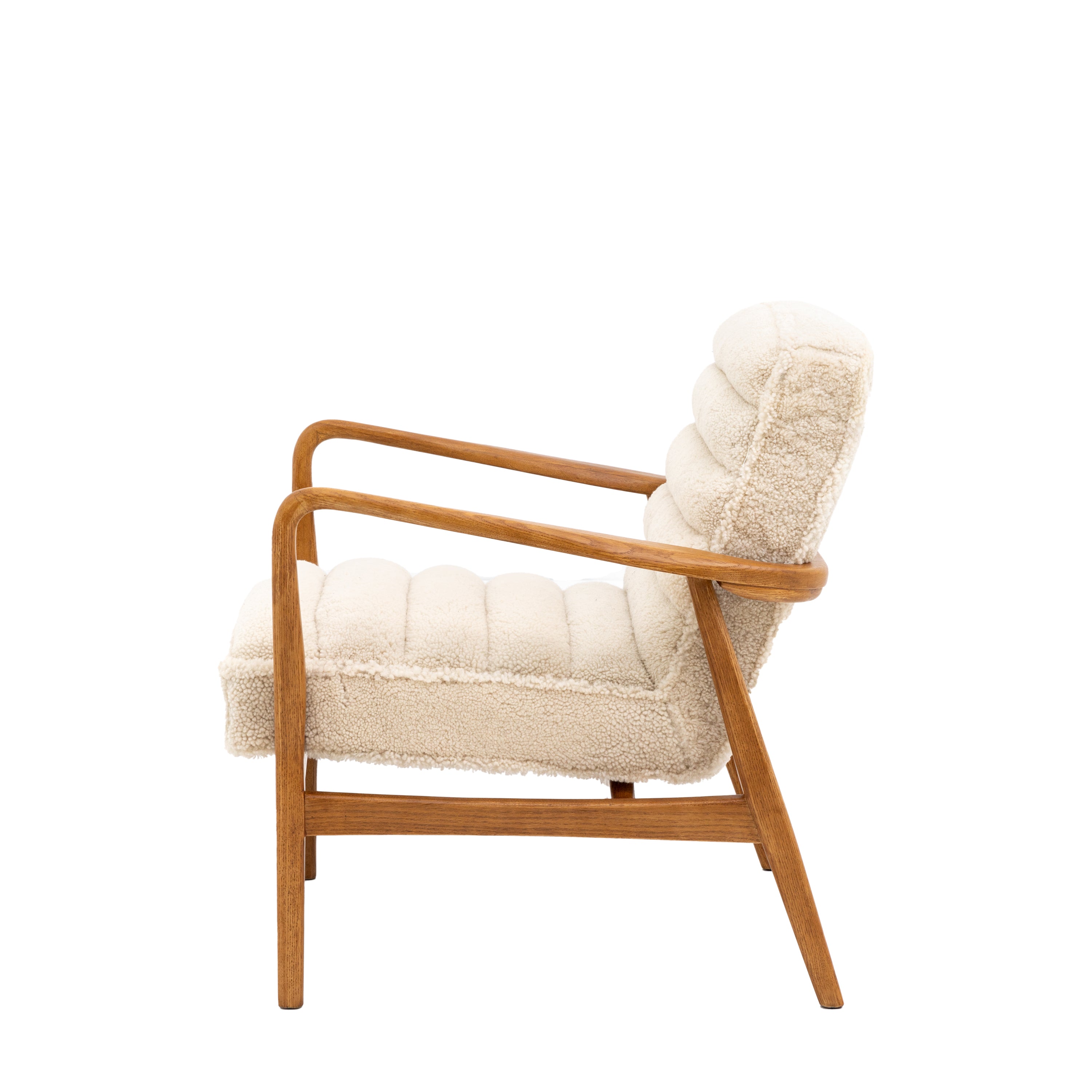 Langham Cream Sheepskin & Oak Wood Armchair